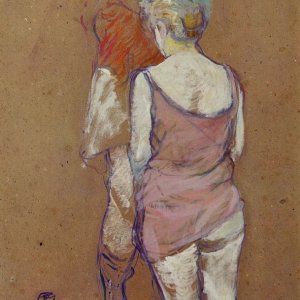 Two Half-Naked Women Seen from behind