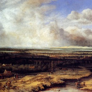 An Extensive Landscape With A Hawking Party