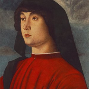 Portrait of a young man in red