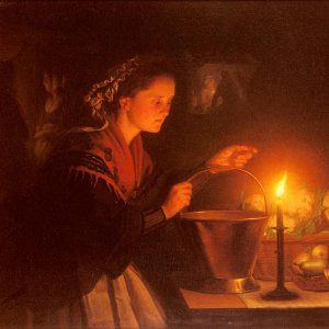 A Market Scene By Candlelight