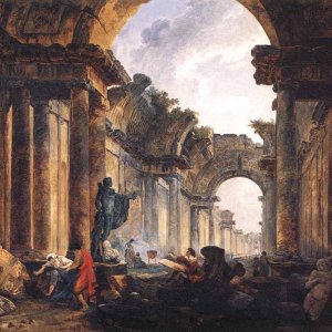 Imaginary View Of The Grande Galerie In The Louvre In Ruins