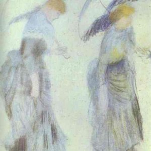 Two Women with Umbrellas